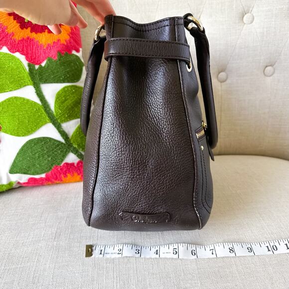 Cole Haan Chocolate Brown Handbag with Gold Accents - Picture 5 of 14